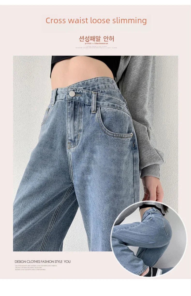 1970s Retro Crossbody High - waist Slimming Drag - on Straight - crotch Long Pants Women Summer Cotton Material - ZentrovaZentrova