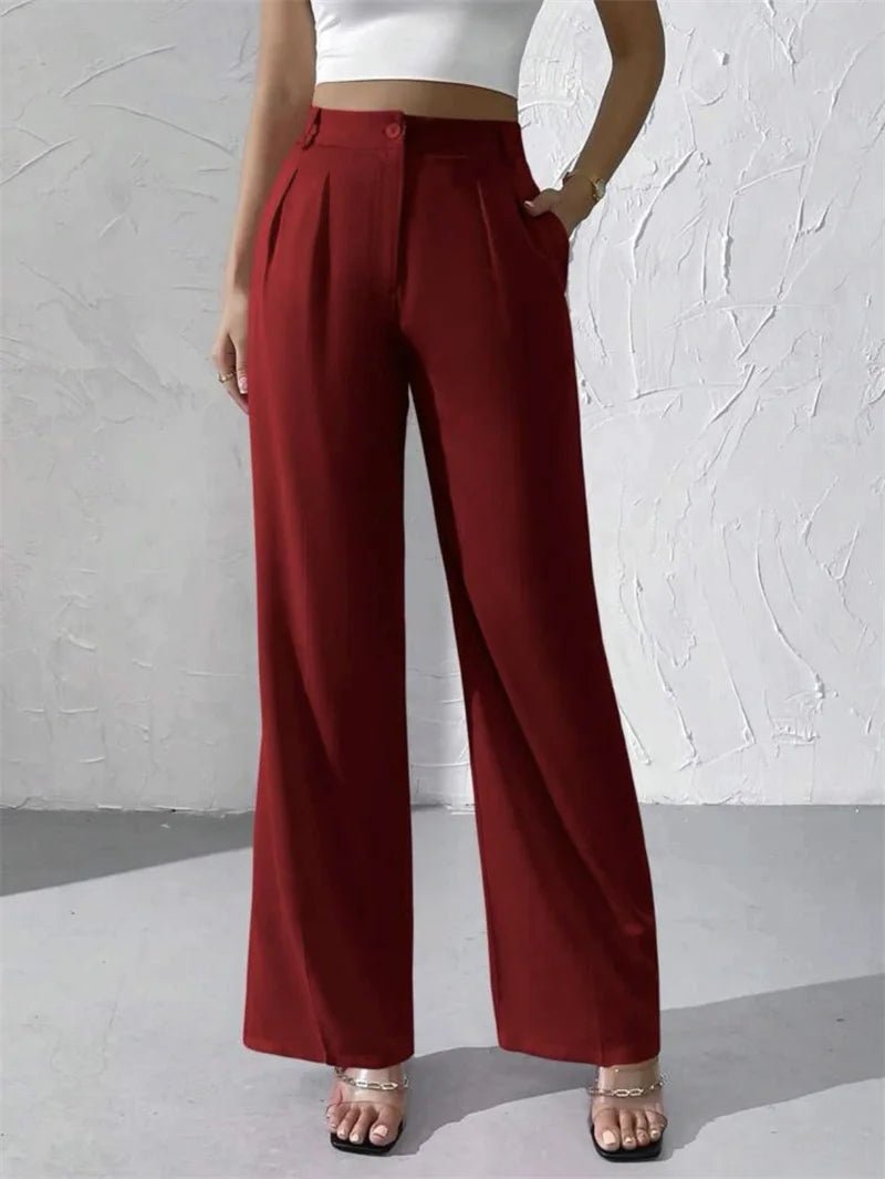 2025 Fashion Spring Summer Women Suit Pants Solid Casual Trousers Streetwear Elegant Thin Loose Wide - leg Straight Pants Female - ZentrovaZentrova